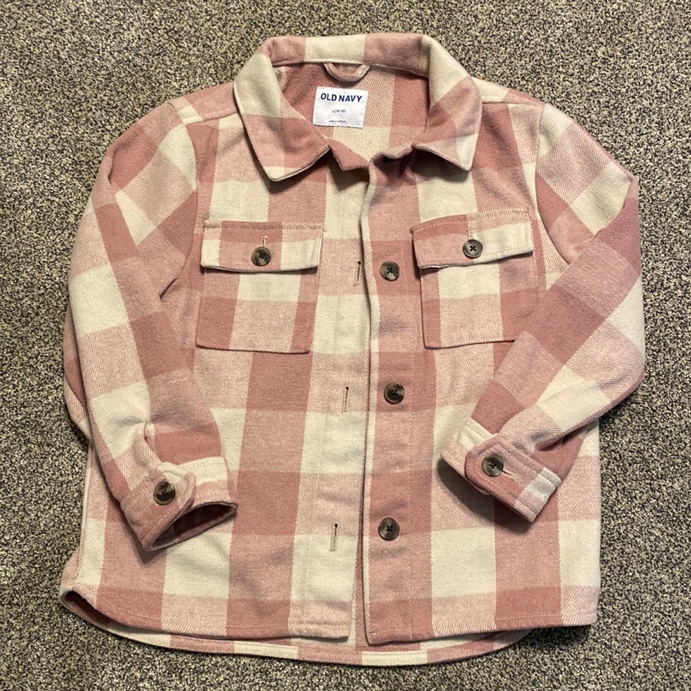 Old Navy Girls Pink Plaid Jacket L 10/12